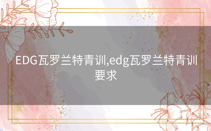 EDG瓦罗兰特青训,edg瓦罗兰特青训要求