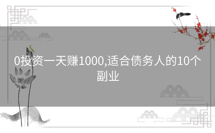 0投资一天赚1000,适合债务人的10个副业 0投资一天赚1000,适合债务人的10个副业