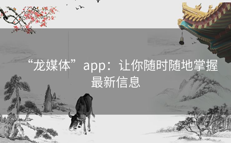 “龙媒体”app:让你随时随地掌握最新信息 “龙媒体”app:让你随时随地掌握最新信息