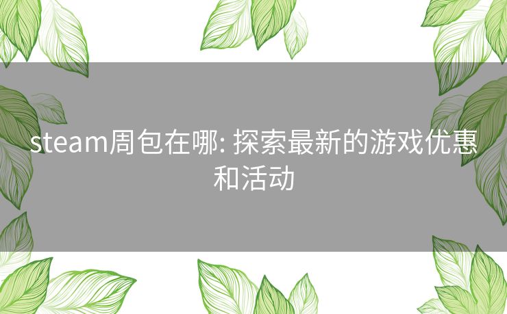steam周包在哪: 探索最新的游戏优惠和活动