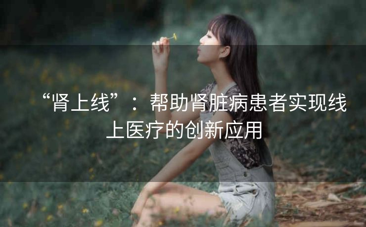 “肾上线”:帮助肾脏病患者实现线上医疗的创新应用 “肾上线”:帮助肾脏病患者实现线上医疗的创新应用